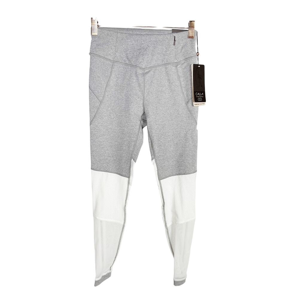 New Calia XS High Waist Filament 7/8 Leggings Alloy Heather Gray White Essential